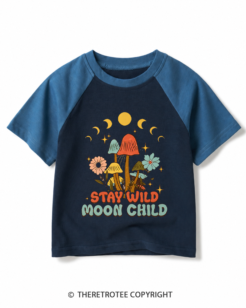TheRetroTee Stay Wild Moon Child 1970s Kids Raglan Baseball T-Shirt