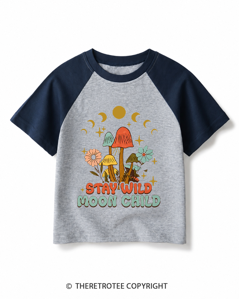 TheRetroTee Stay Wild Moon Child 1970s Kids Raglan Baseball T-Shirt