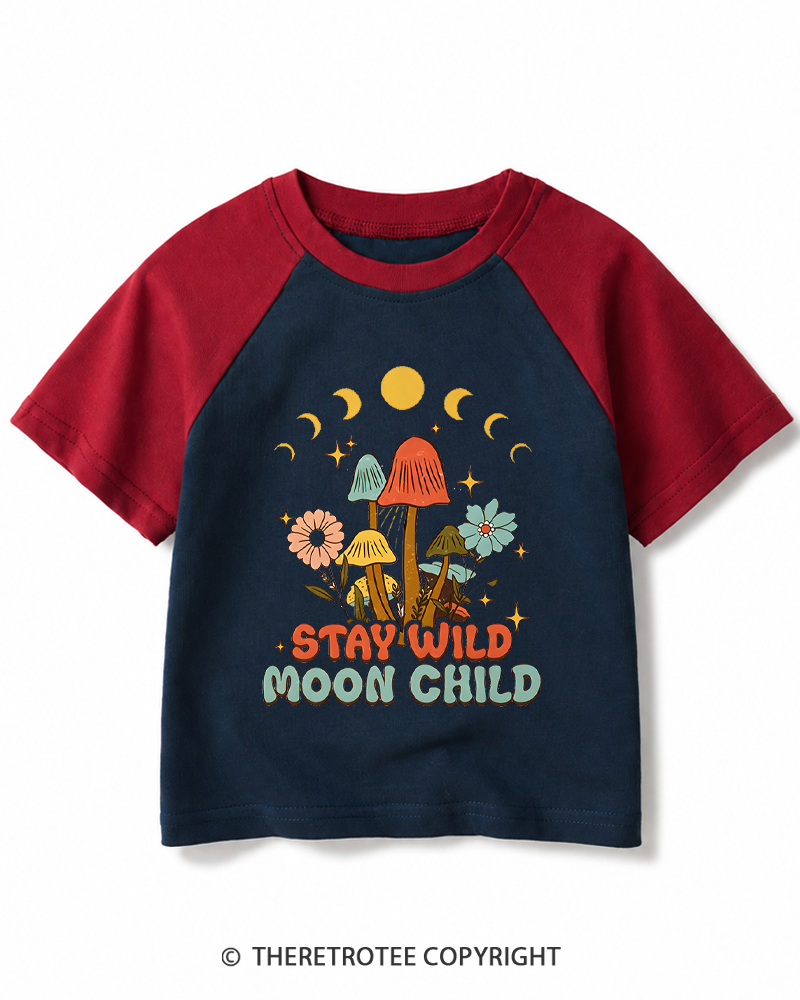 TheRetroTee Stay Wild Moon Child 1970s Kids Raglan Baseball T-Shirt