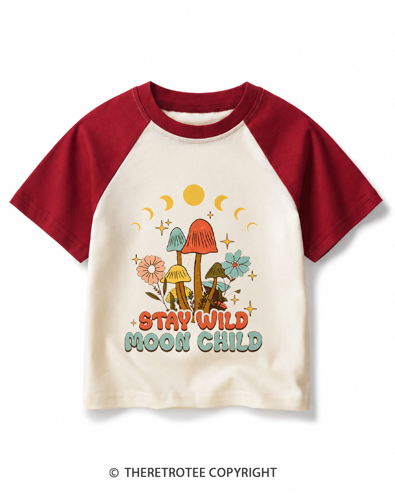 TheRetroTee Stay Wild Moon Child 1970s Kids Raglan Baseball T-Shirt