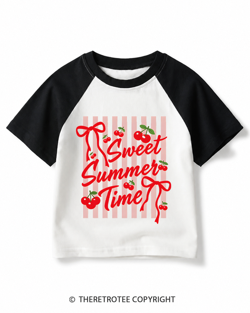 TheRetroTee Sweet Summer Time 1950s Kids Raglan Baseball T-Shirt