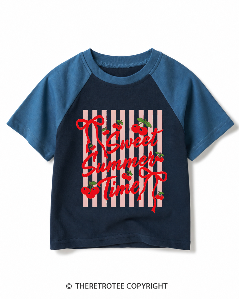TheRetroTee Sweet Summer Time 1950s Kids Raglan Baseball T-Shirt