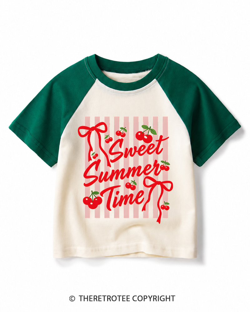 TheRetroTee Sweet Summer Time 1950s Kids Raglan Baseball T-Shirt