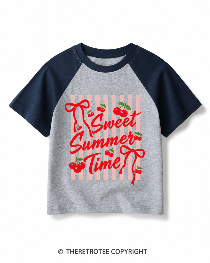 TheRetroTee Sweet Summer Time 1950s Kids Raglan Baseball T-Shirt