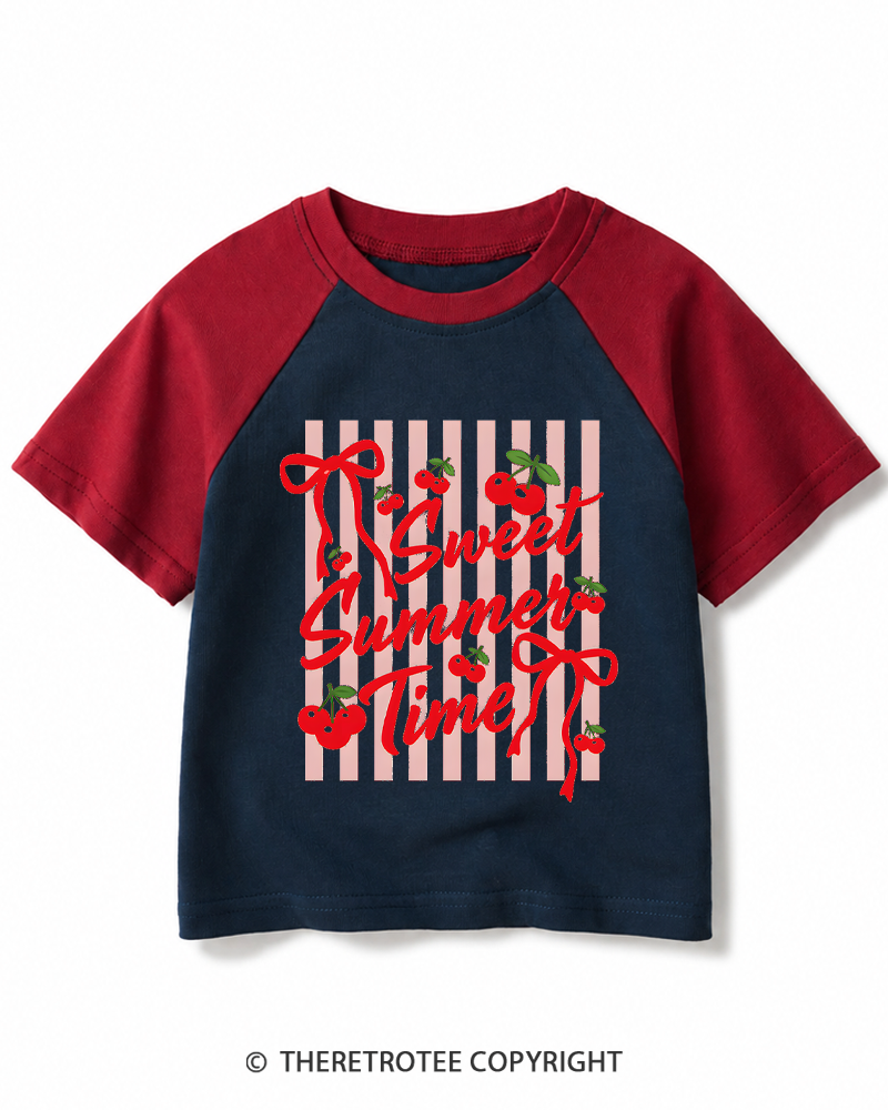 TheRetroTee Sweet Summer Time 1950s Kids Raglan Baseball T-Shirt