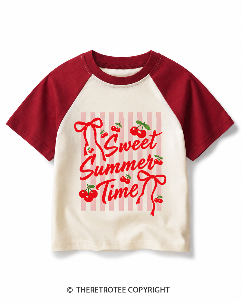 TheRetroTee Sweet Summer Time 1950s Kids Raglan Baseball T-Shirt