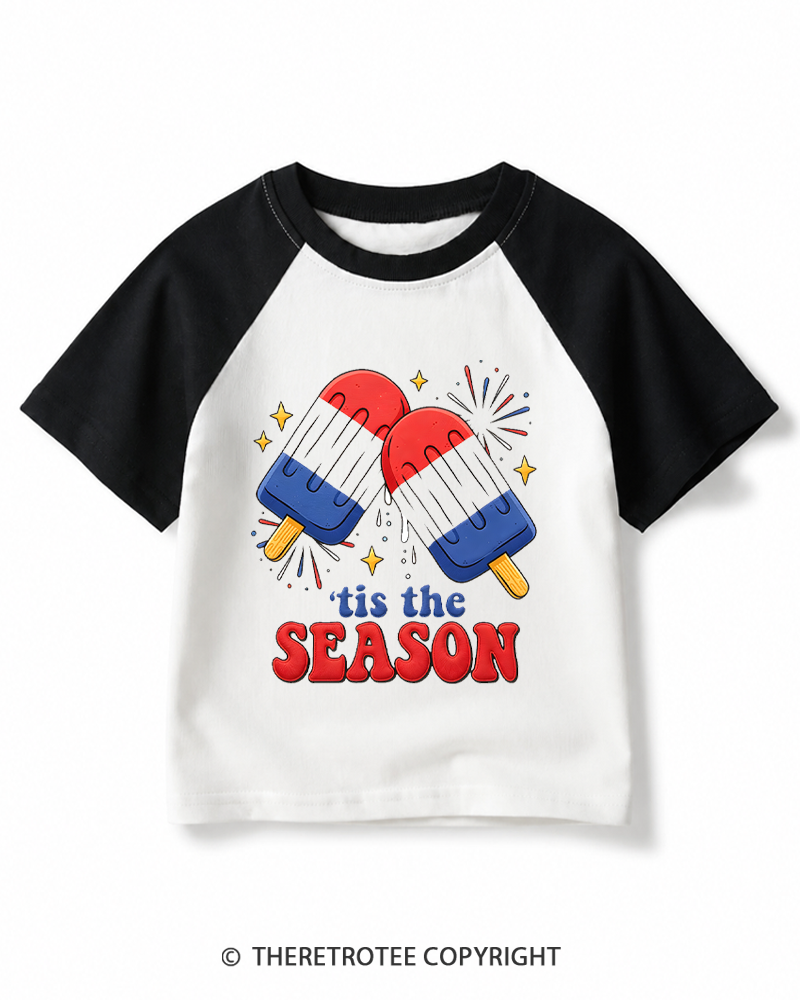 TheRetroTee Tis The Season 1980s Kids Raglan Baseball T-Shirt