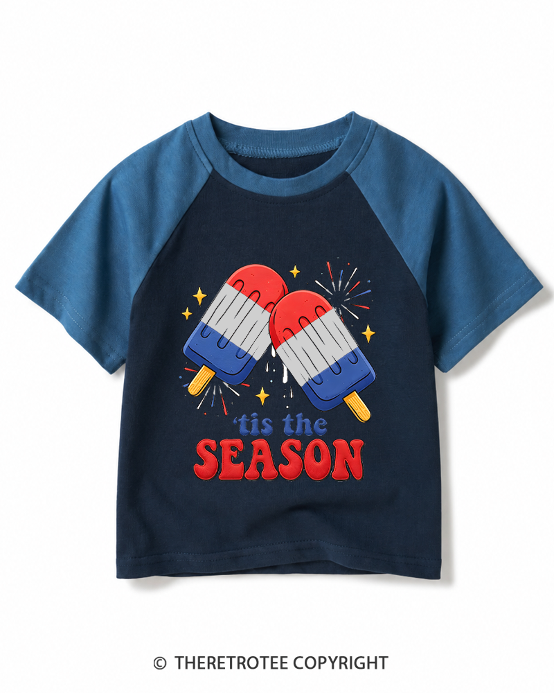 TheRetroTee Tis The Season 1980s Kids Raglan Baseball T-Shirt