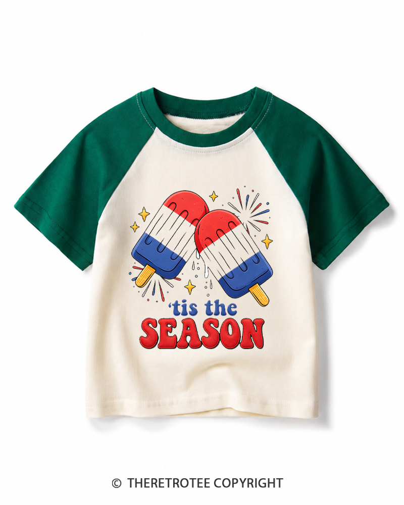 TheRetroTee Tis The Season 1980s Kids Raglan Baseball T-Shirt