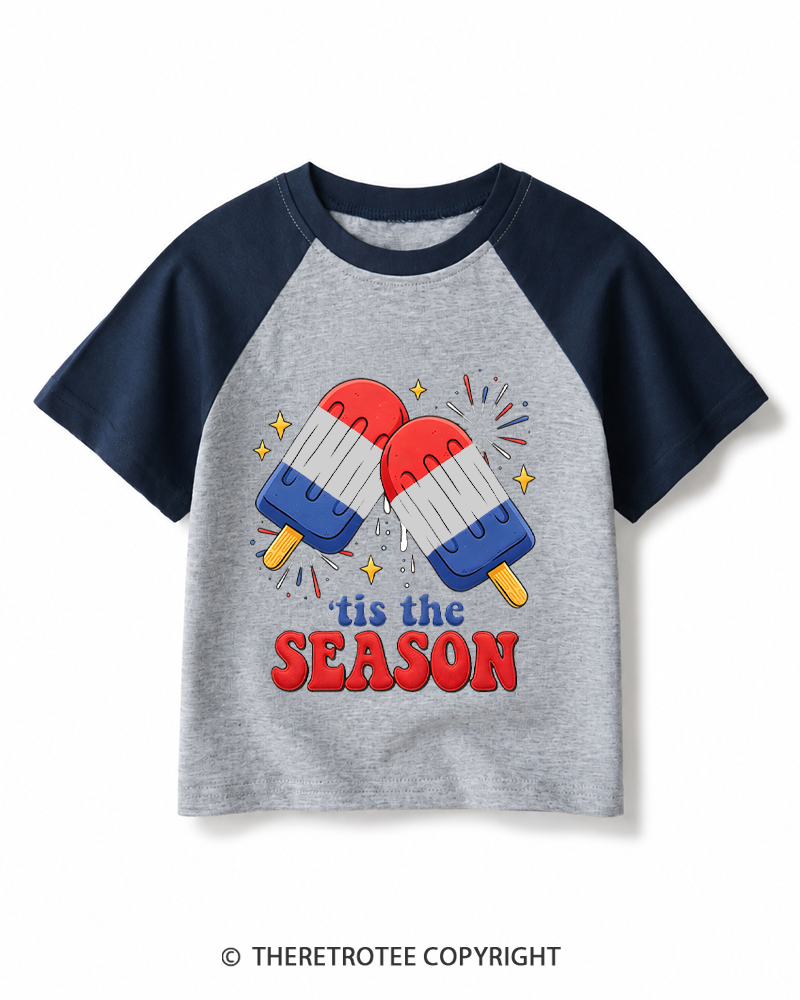 TheRetroTee Tis The Season 1980s Kids Raglan Baseball T-Shirt