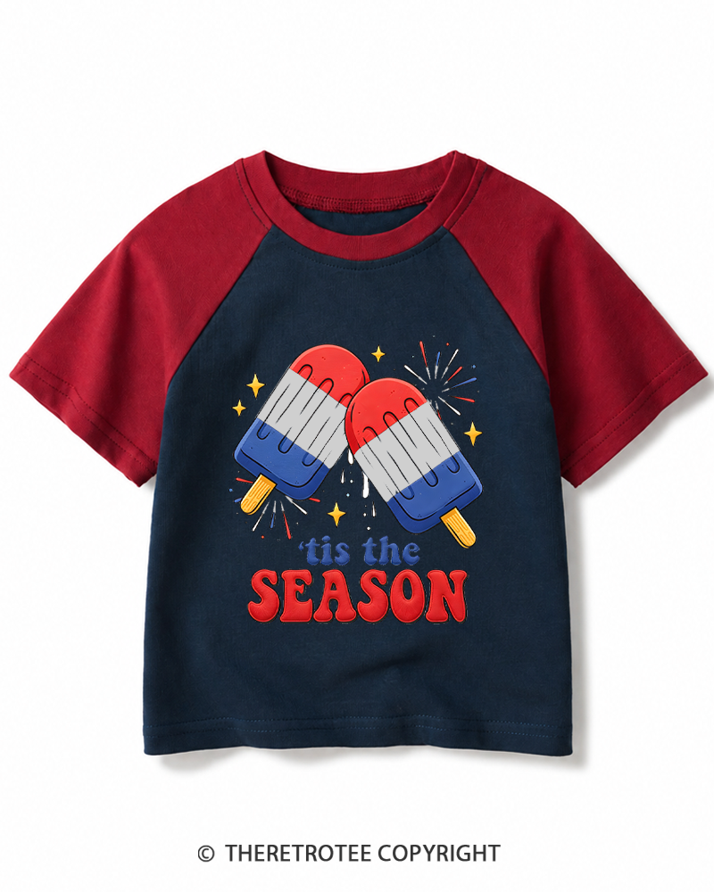 TheRetroTee Tis The Season 1980s Kids Raglan Baseball T-Shirt