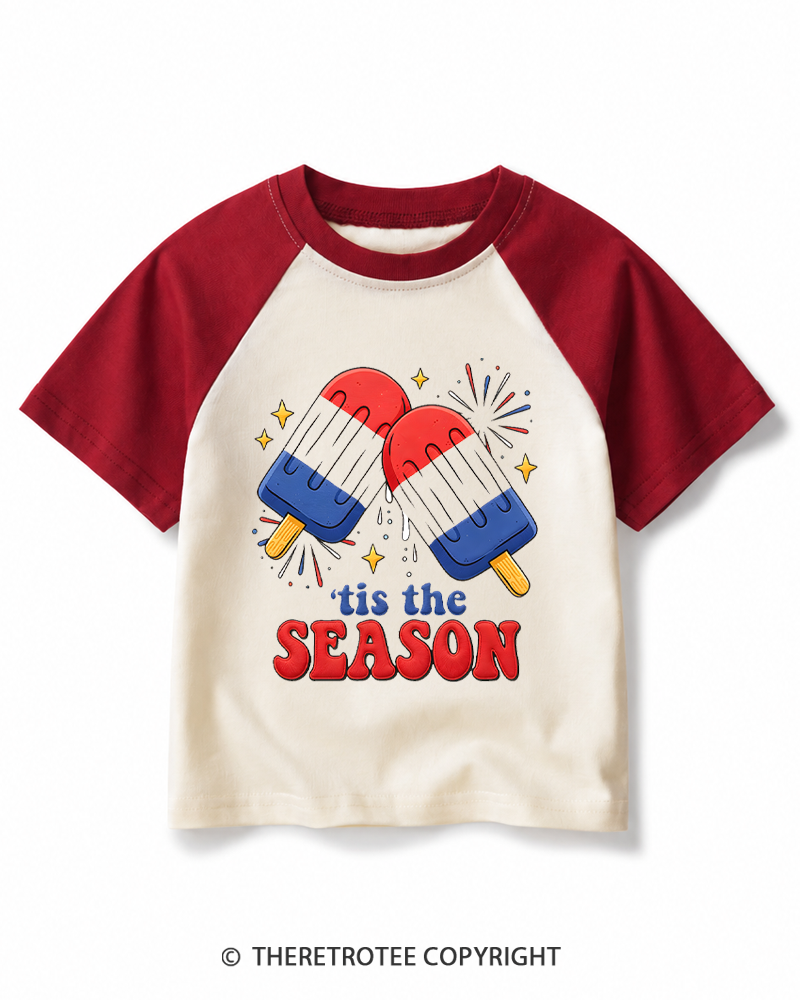 TheRetroTee Tis The Season 1980s Kids Raglan Baseball T-Shirt