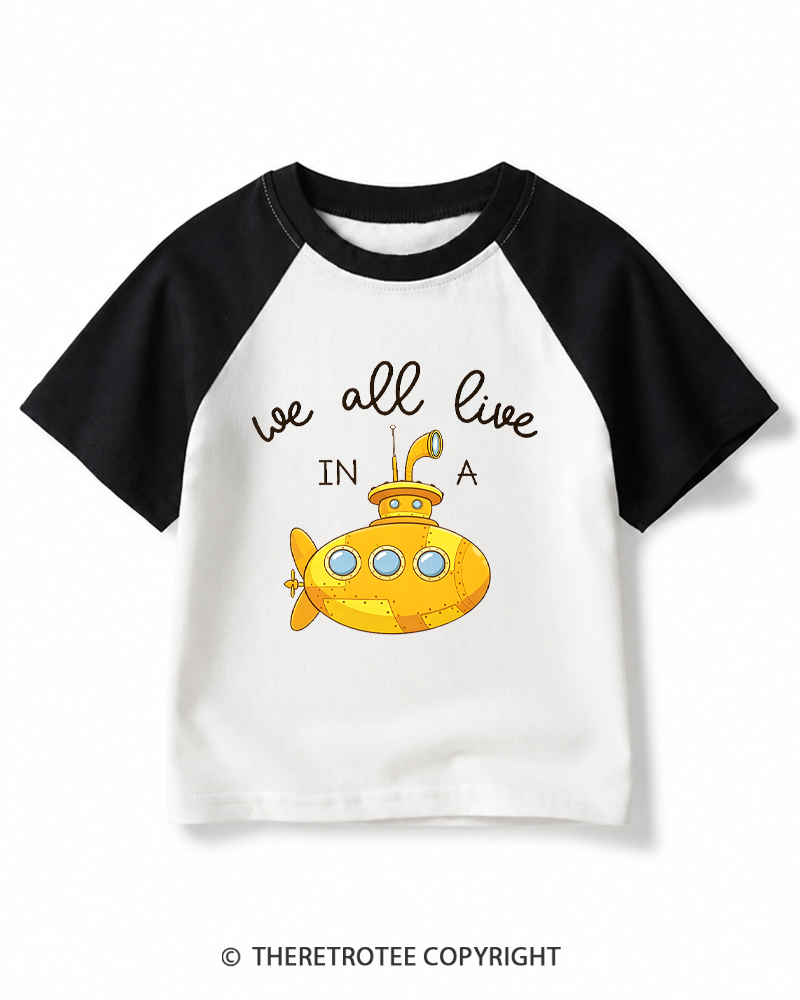 TheRetroTee We All Live In A 1960s Kids Raglan Baseball T-Shirt