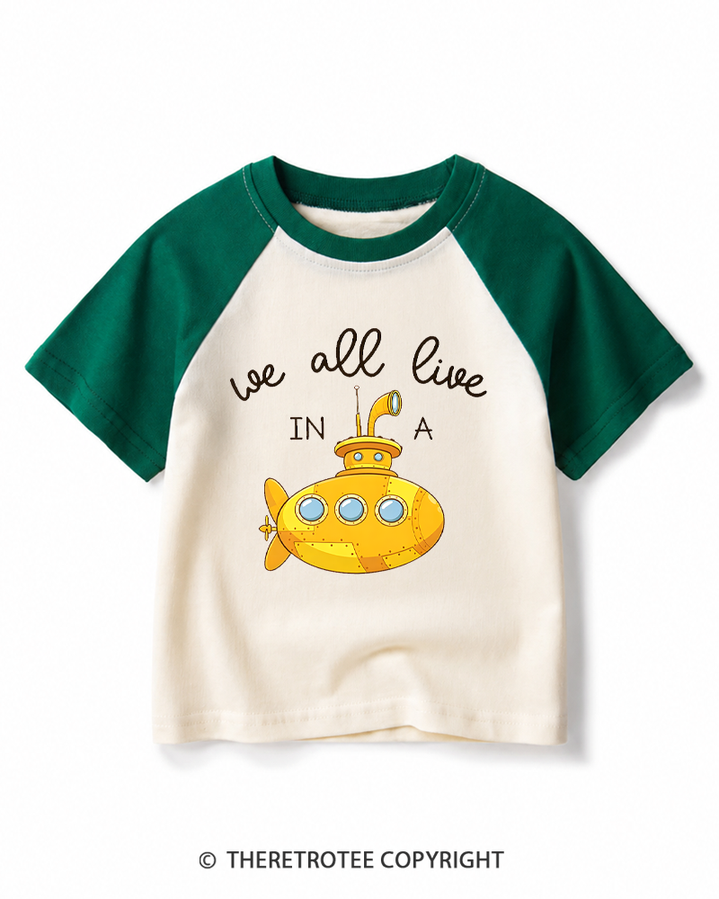 TheRetroTee We All Live In A 1960s Kids Raglan Baseball T-Shirt