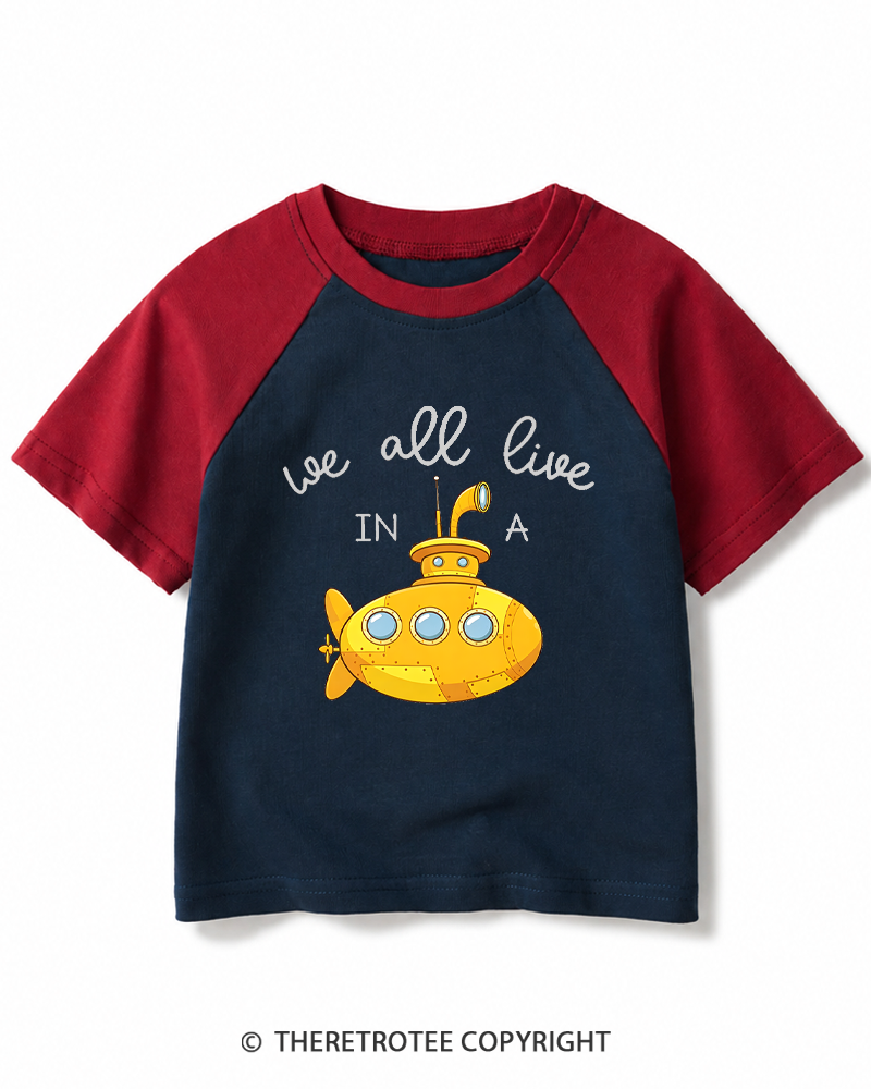 TheRetroTee We All Live In A 1960s Kids Raglan Baseball T-Shirt