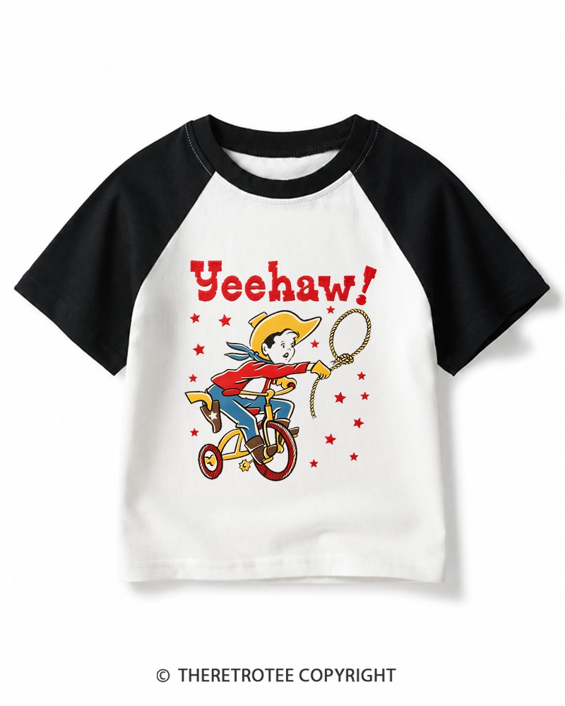 TheRetroTee Yeehaw 1950s Kids Raglan Baseball T-Shirt