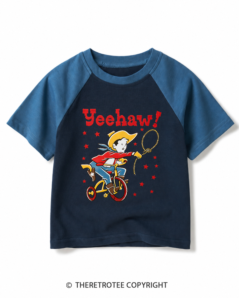 TheRetroTee Yeehaw 1950s Kids Raglan Baseball T-Shirt