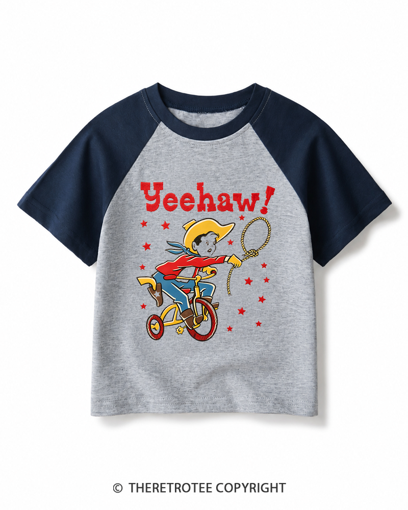 TheRetroTee Yeehaw 1950s Kids Raglan Baseball T-Shirt