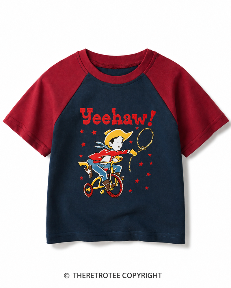 TheRetroTee Yeehaw 1950s Kids Raglan Baseball T-Shirt