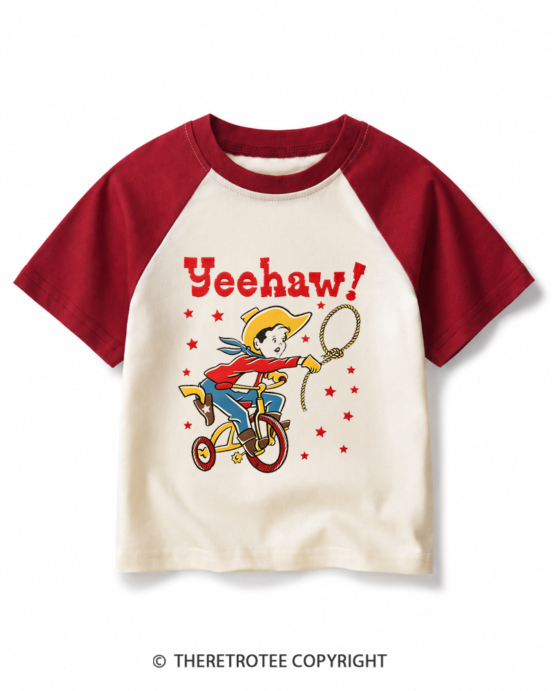 TheRetroTee Yeehaw 1950s Kids Raglan Baseball T-Shirt