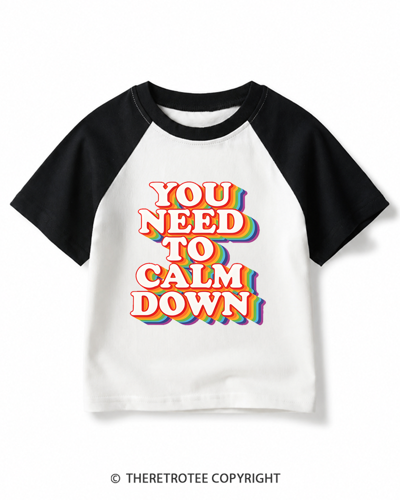 TheRetroTee You Need To Calm Down 1970s Kids Raglan Baseball T-Shirt