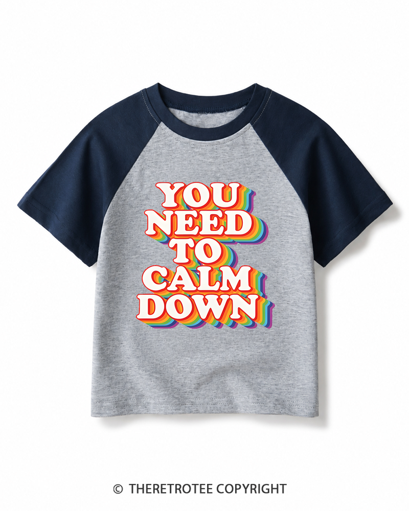 TheRetroTee You Need To Calm Down 1970s Kids Raglan Baseball T-Shirt
