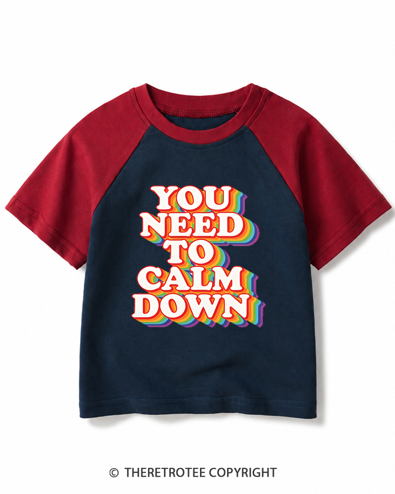 TheRetroTee You Need To Calm Down 1970s Kids Raglan Baseball T-Shirt