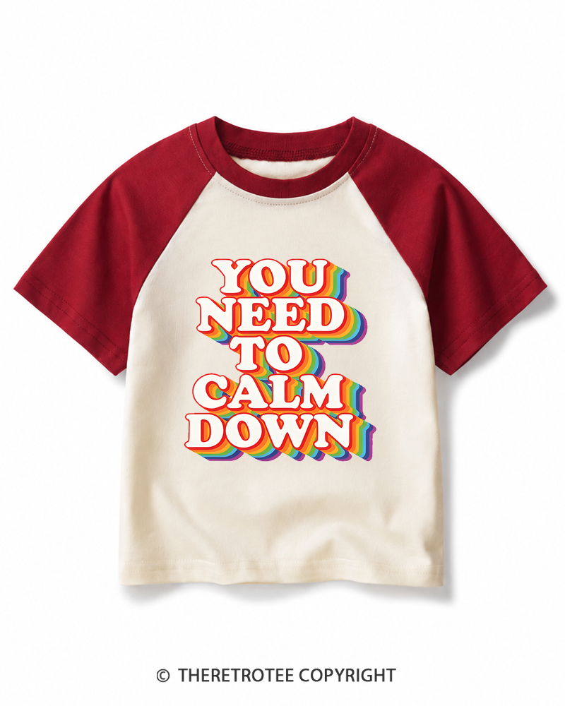 TheRetroTee You Need To Calm Down 1970s Kids Raglan Baseball T-Shirt