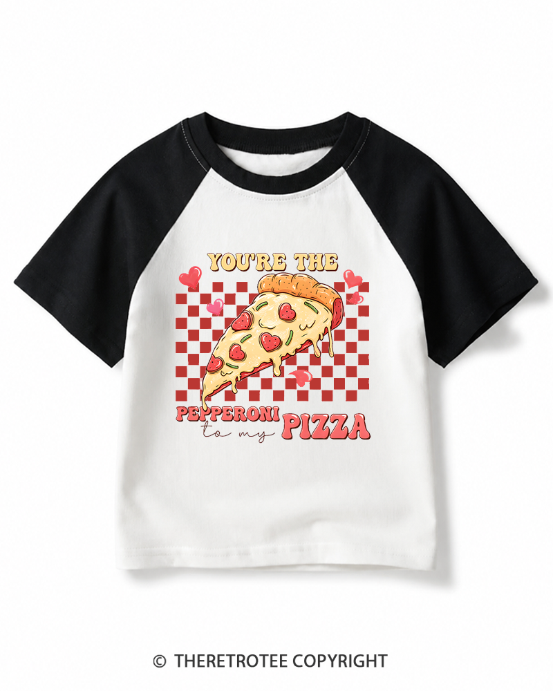 TheRetroTee You're the Pepperoni To My Pizza 1990s Kids Raglan Baseball T-Shirt