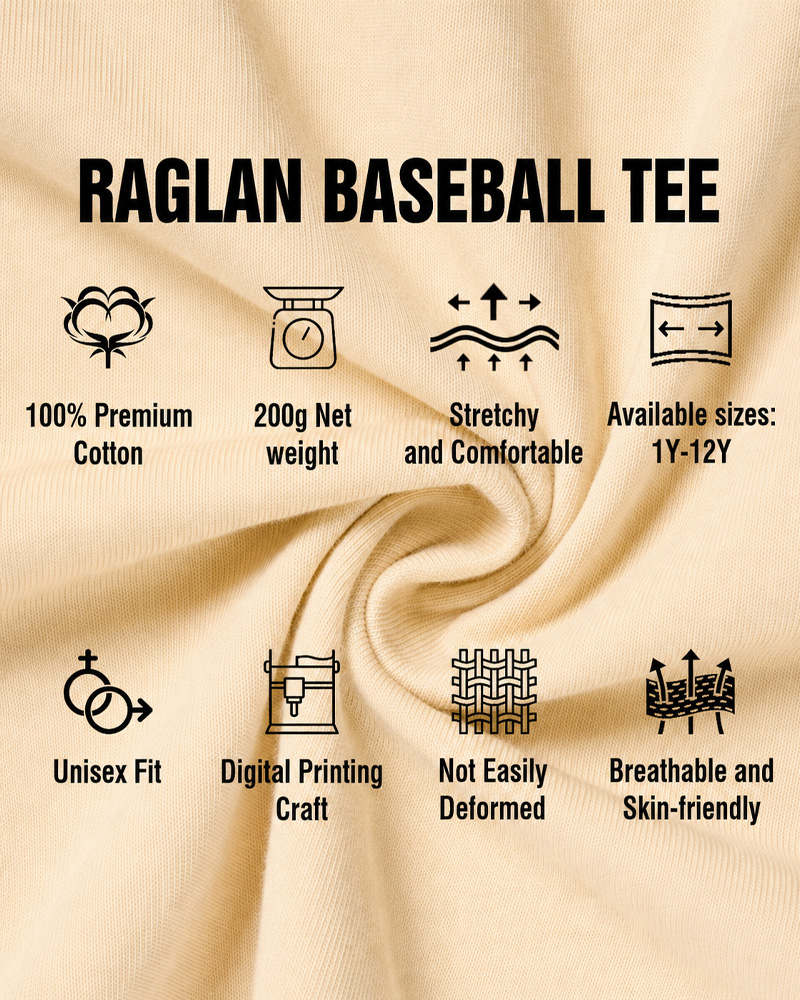 TheRetroTee Cryptid Stamp Graphic 1970s Kids Raglan Baseball T-Shirt