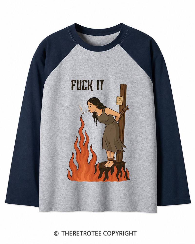 TheRetroTee Fuck It 1970s Long Sleeve Raglan T-Shirt