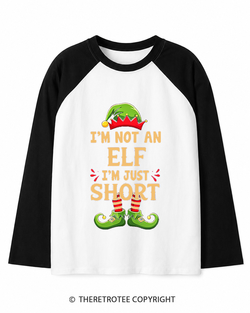 TheRetroTee I’m Just Short Christmas Long Sleeve Raglan T-Shirt