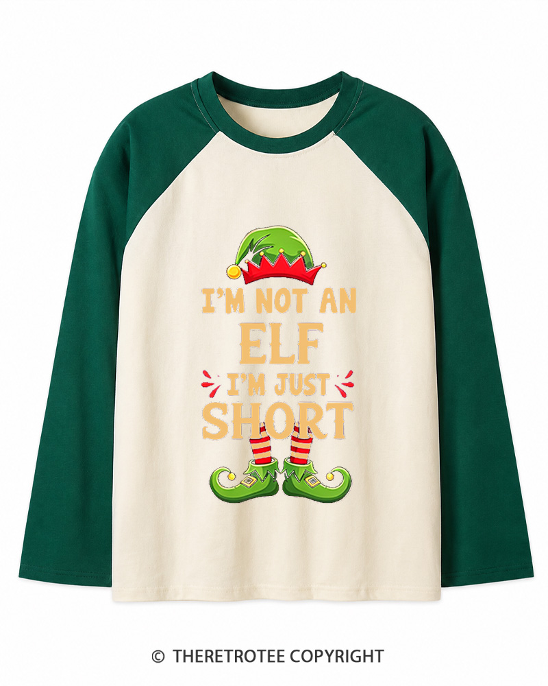 TheRetroTee I’m Just Short Christmas Long Sleeve Raglan T-Shirt
