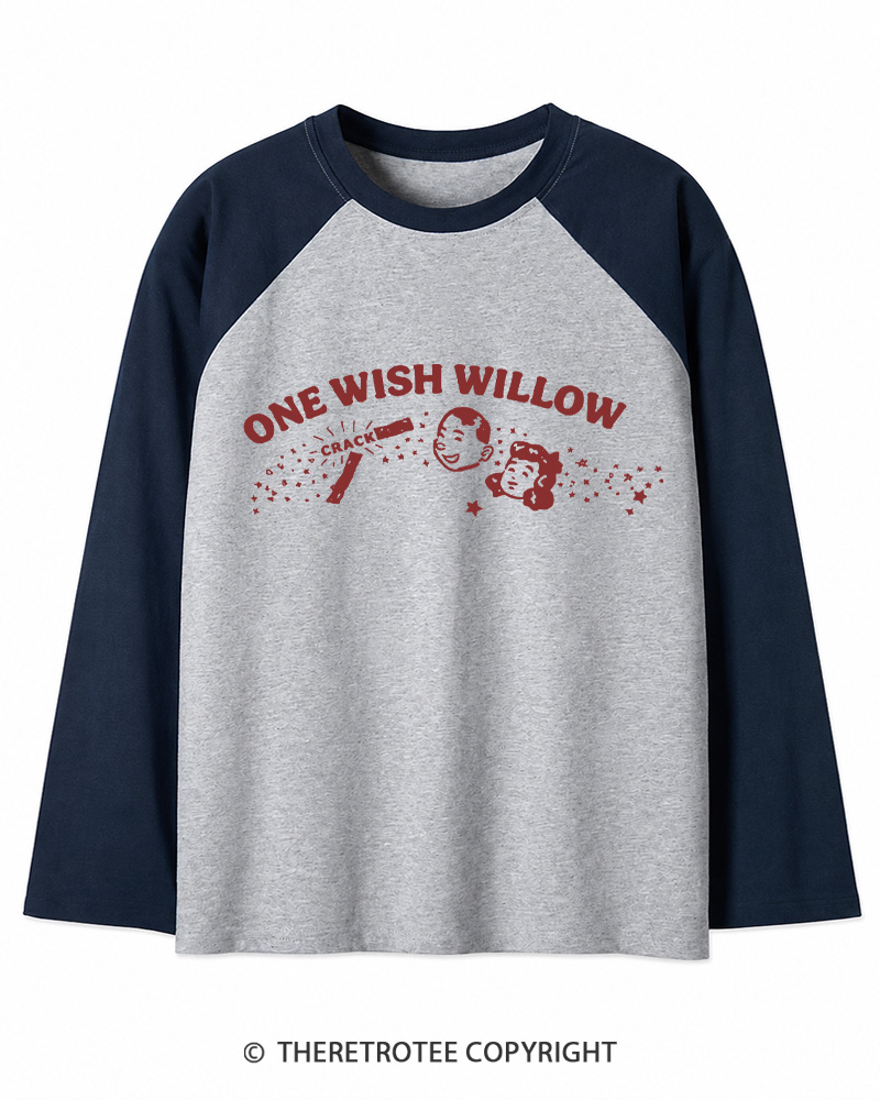 TheRetroTee One Wish Willow Vintage Halloween Long Sleeve Raglan T-Shirt