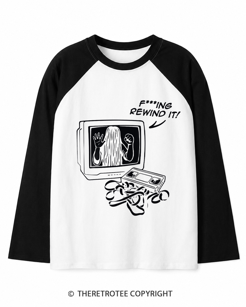 TheRetroTee FIng Rewind It 1980s Long Sleeve Raglan T-Shirt