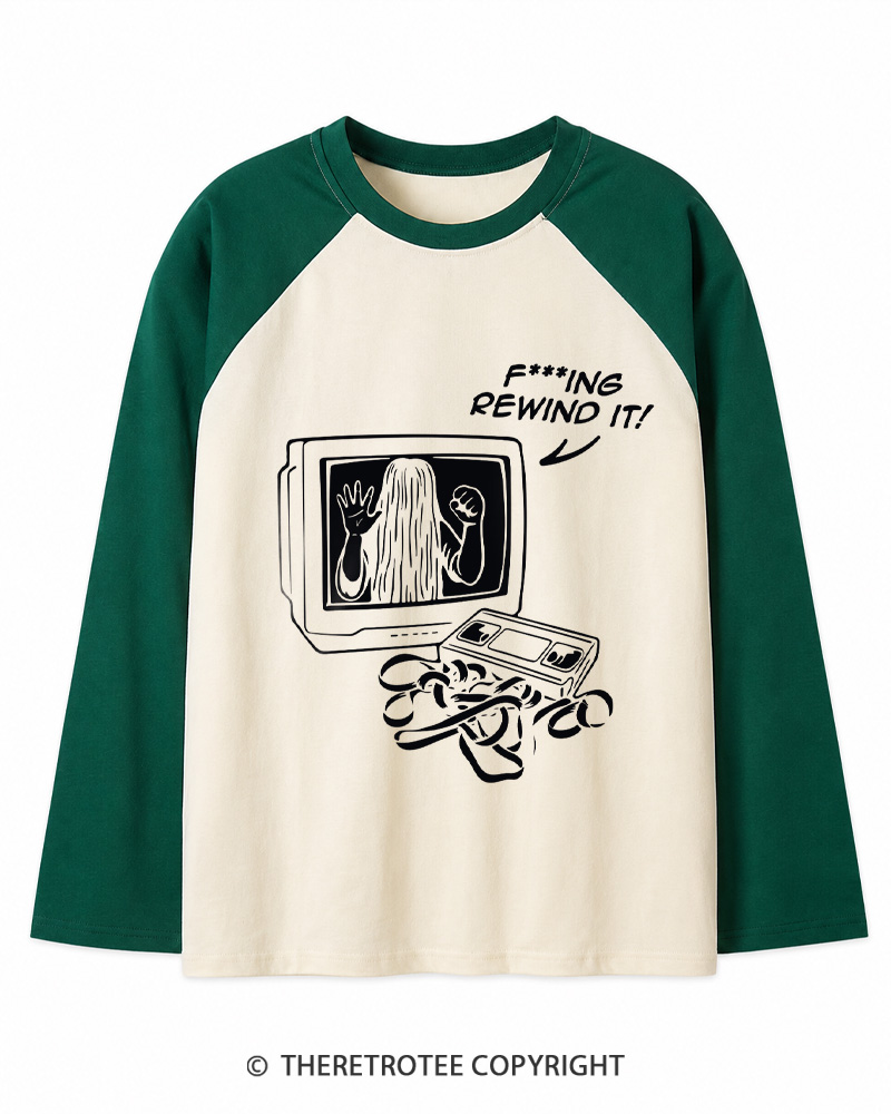 TheRetroTee FIng Rewind It 1980s Long Sleeve Raglan T-Shirt
