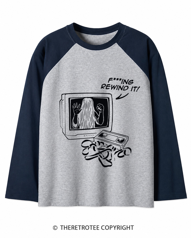 TheRetroTee FIng Rewind It 1980s Long Sleeve Raglan T-Shirt