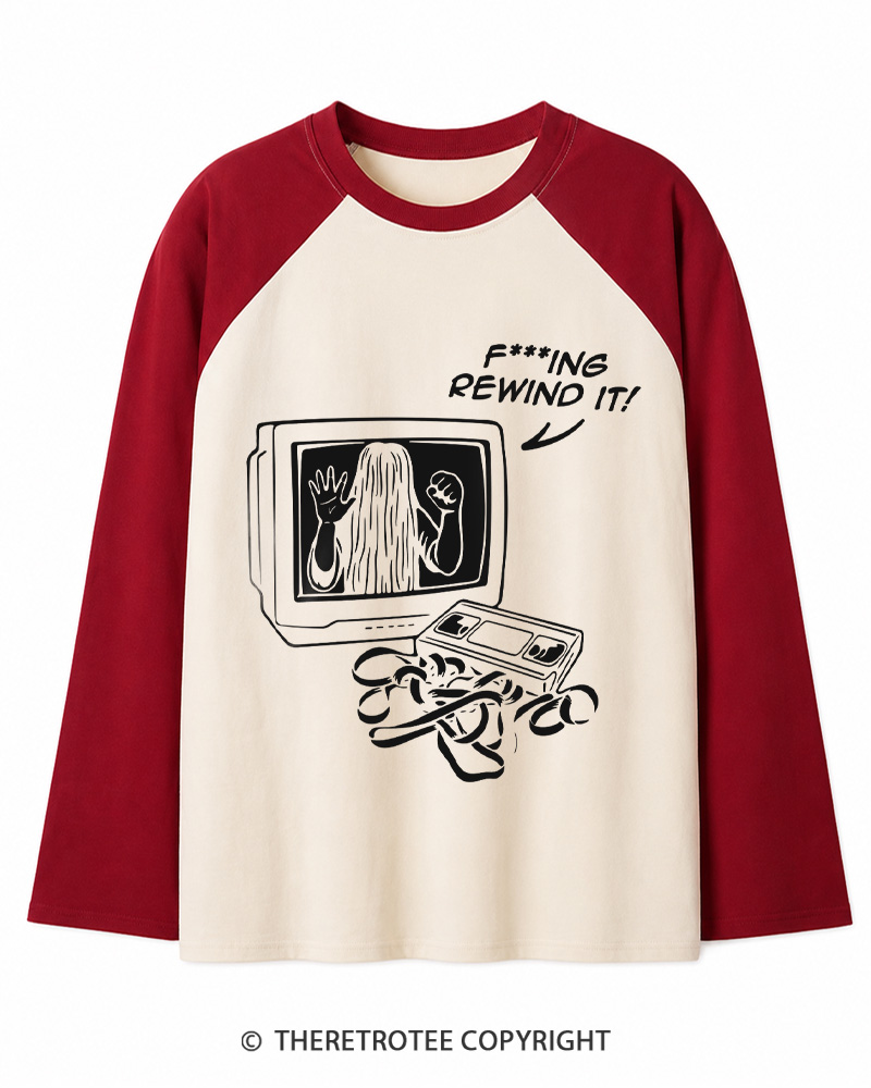 TheRetroTee FIng Rewind It 1980s Long Sleeve Raglan T-Shirt