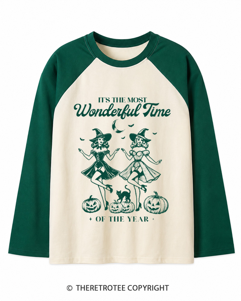 TheRetroTee It's the Most Wonderful Time 1950s Long Sleeve Raglan T-Shirt