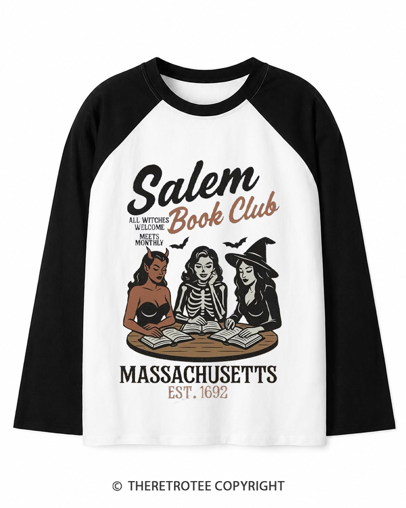 TheRetroTee All Witches Welcome Meets Monthly Vintage Long Sleeve Raglan T-Shirt