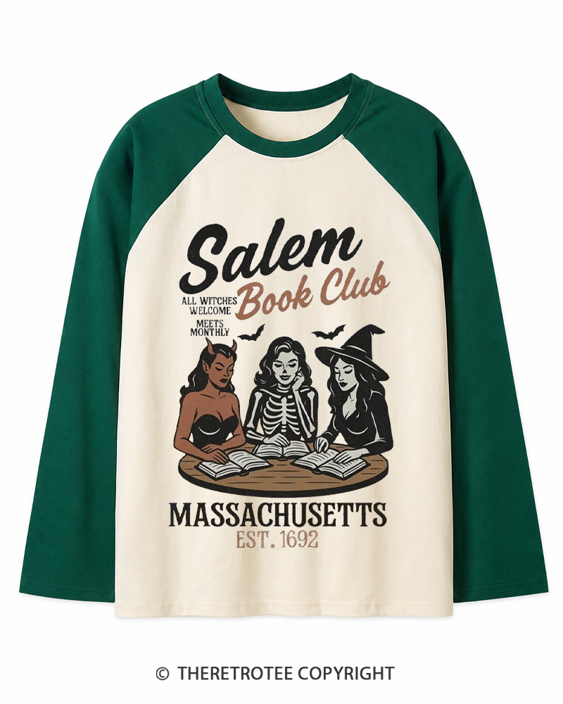 TheRetroTee All Witches Welcome Meets Monthly Vintage Long Sleeve Raglan T-Shirt