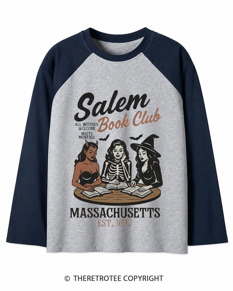 TheRetroTee All Witches Welcome Meets Monthly Vintage Long Sleeve Raglan T-Shirt