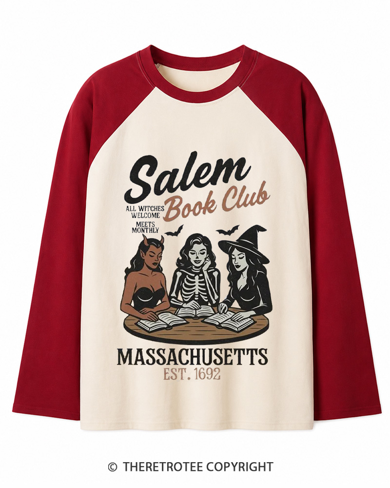 TheRetroTee All Witches Welcome Meets Monthly Vintage Long Sleeve Raglan T-Shirt