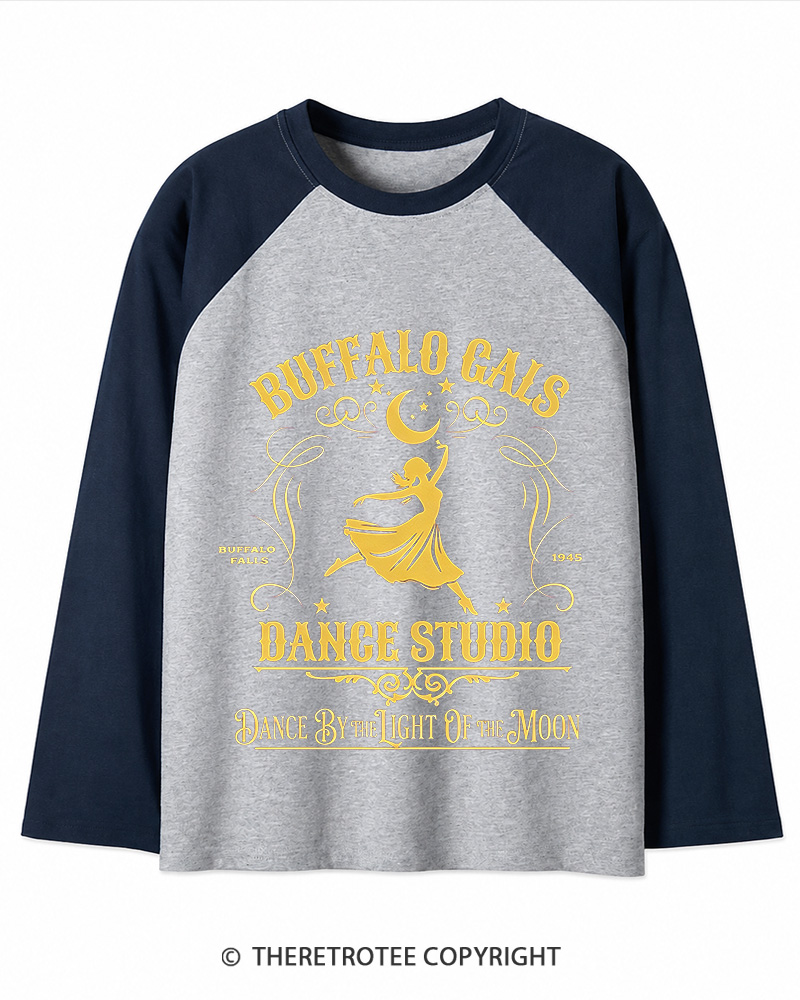 TheRetroTee Dance By The Light Of The Moon 1940s Christmas Long Sleeve Raglan T-Shirt