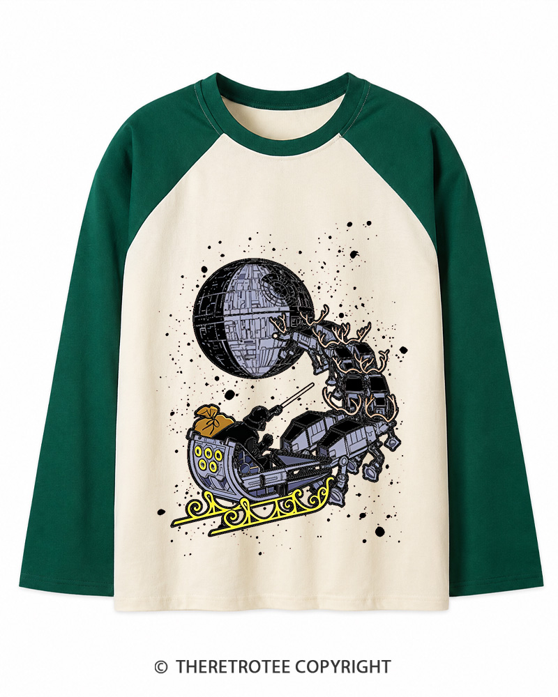 TheRetroTee Galaxy's Edge1980s Christmas Long Sleeve Raglan T-Shirt