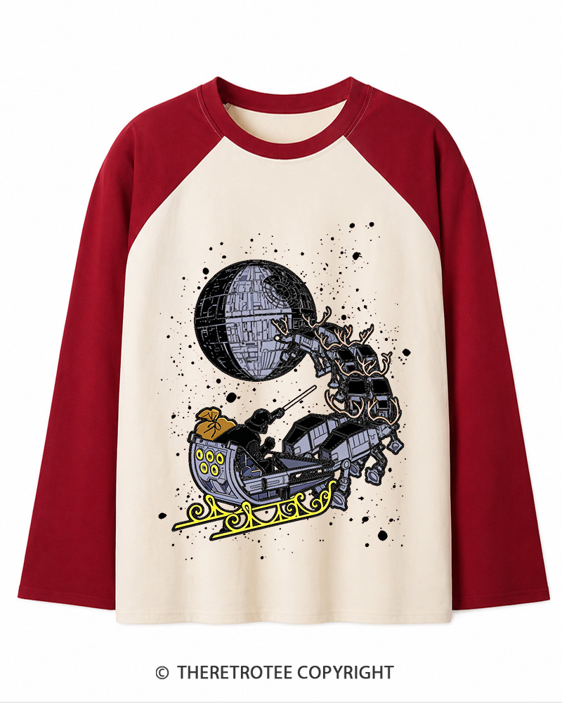 TheRetroTee Galaxy's Edge1980s Christmas Long Sleeve Raglan T-Shirt