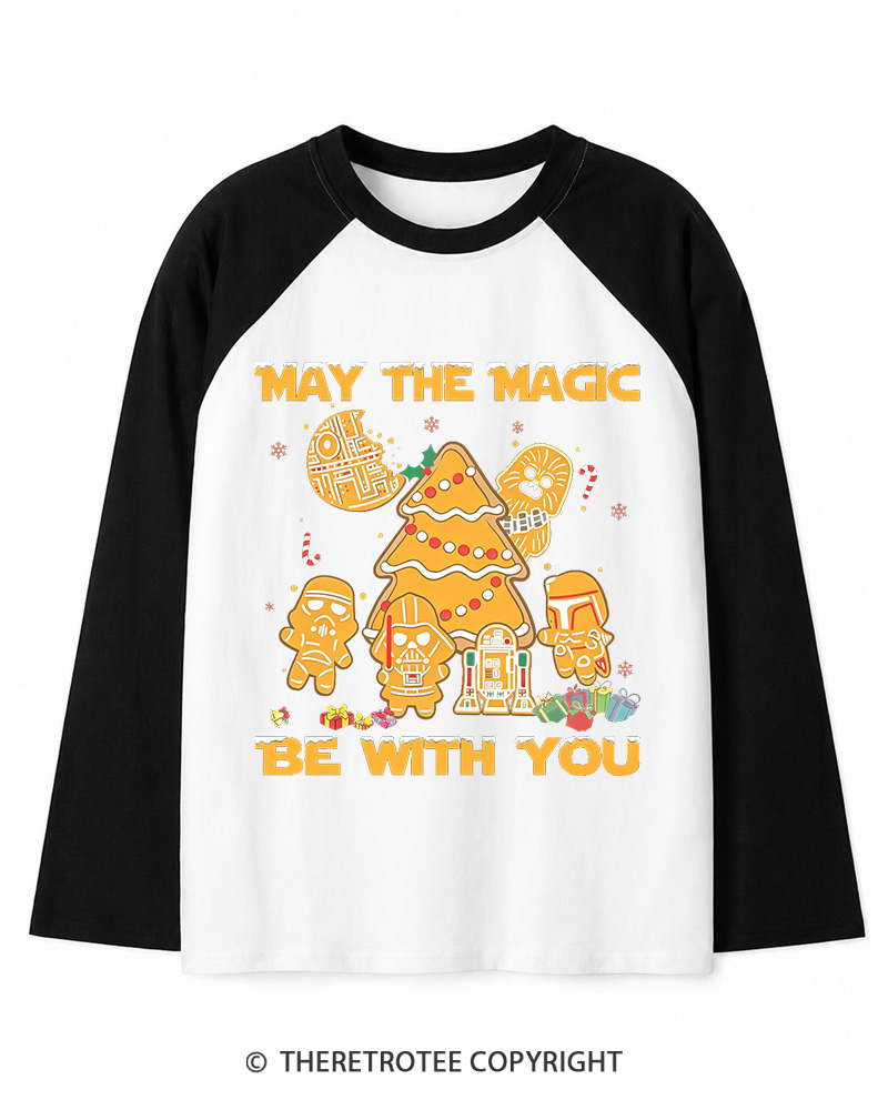 TheRetroTee May The Magic Be With You1980s Christmas Long Sleeve Raglan T-Shirt