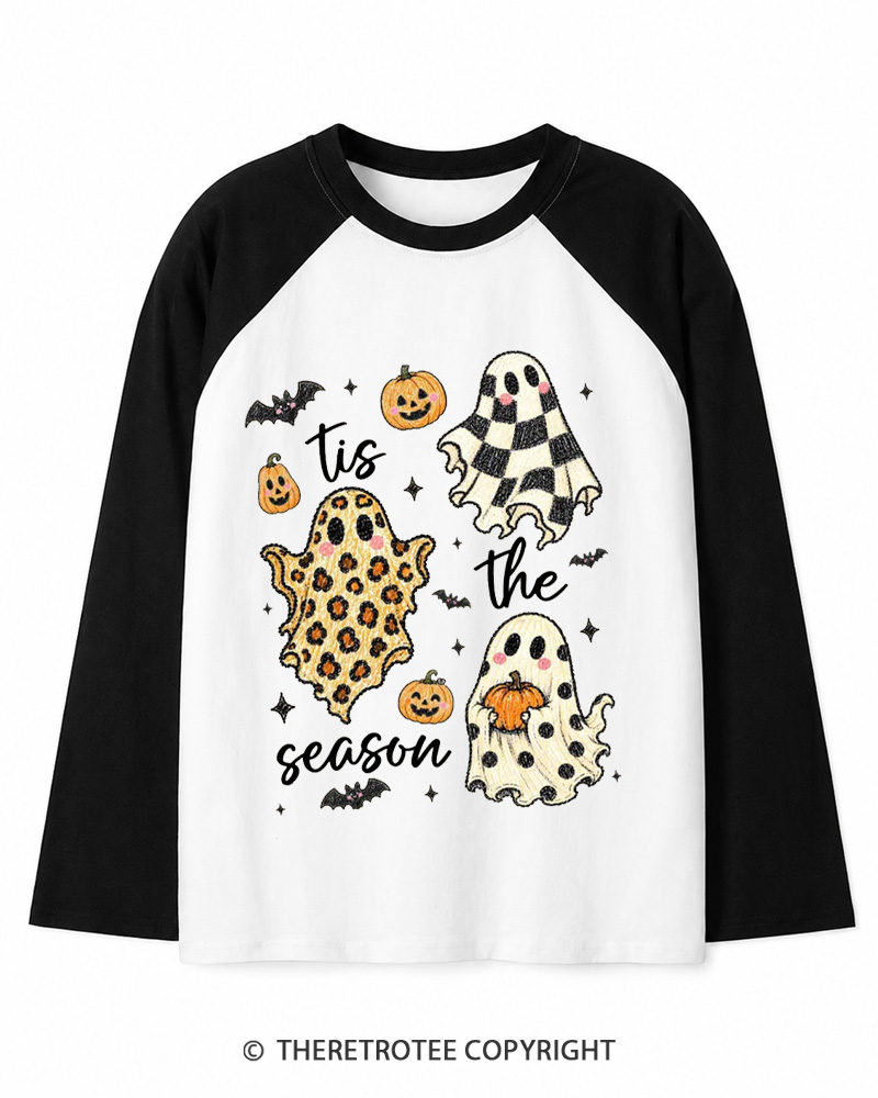TheRetroTee Tis The Season 1990s Long Sleeve Raglan T-Shirt