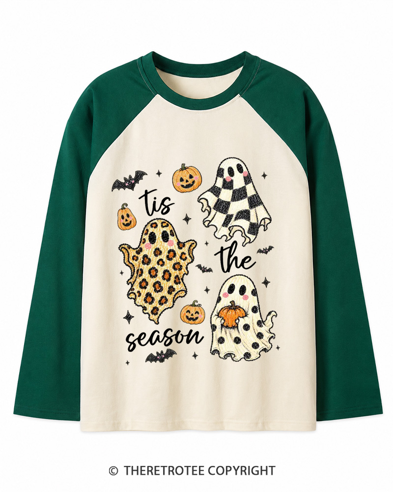 TheRetroTee Tis The Season 1990s Long Sleeve Raglan T-Shirt