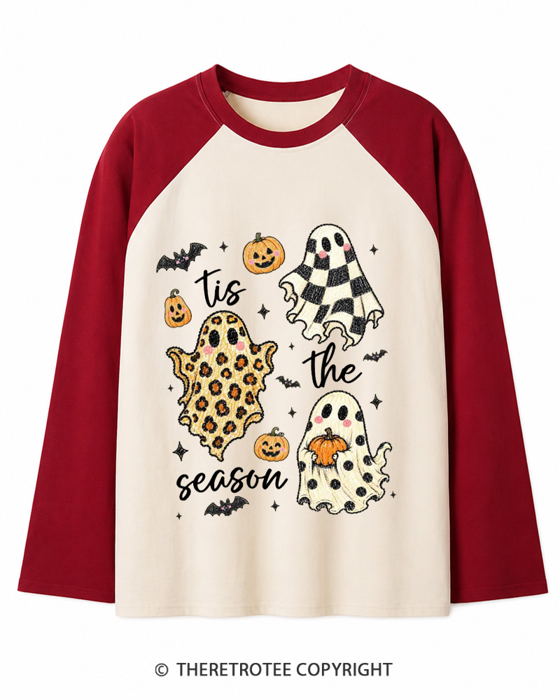 TheRetroTee Tis The Season 1990s Long Sleeve Raglan T-Shirt